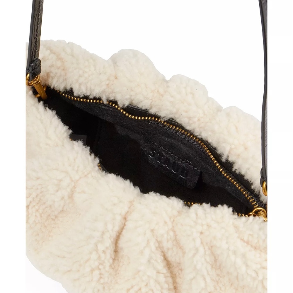 NWOT STAUD Bean Shearling Teddy Bear Cream Shoulder Convertible Bag Clutch Purse - Picture 3 of 12